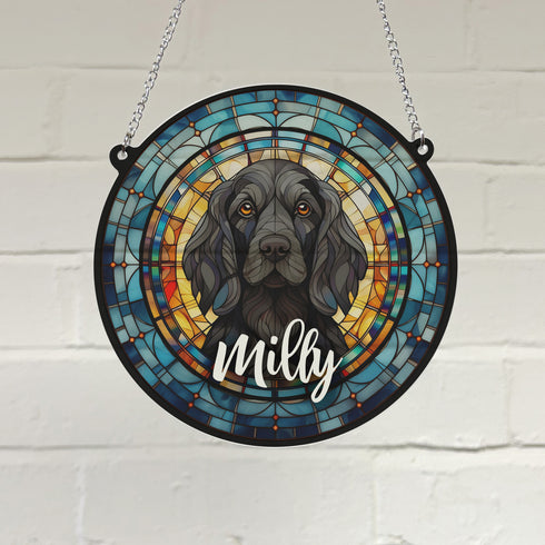 Cocker Spaniel Black Personalised Stained Glass Effect Suncatcher